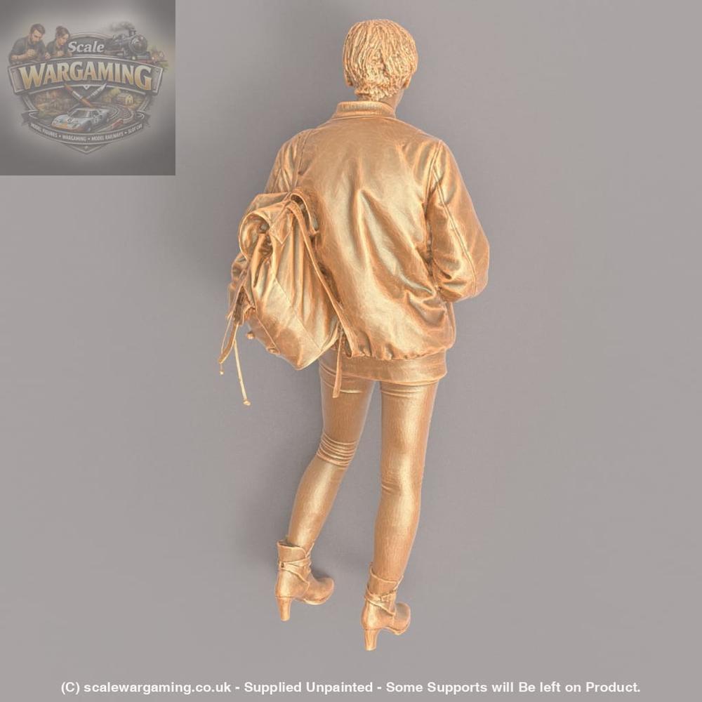 MM445 Female In Leather Jacket and Shoulder Bag Figure