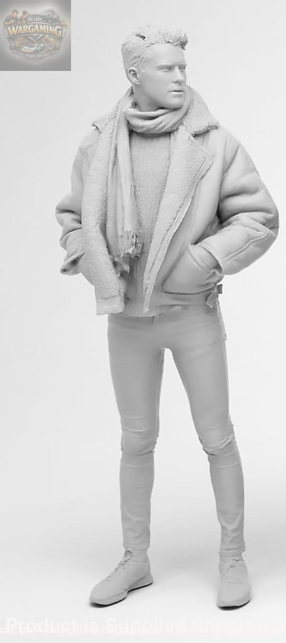 Young Smart Male Teenager In Winter Coat Figure