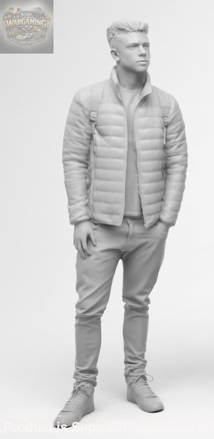 Young Smart Male Teenager In Jacket And Backpack Figure