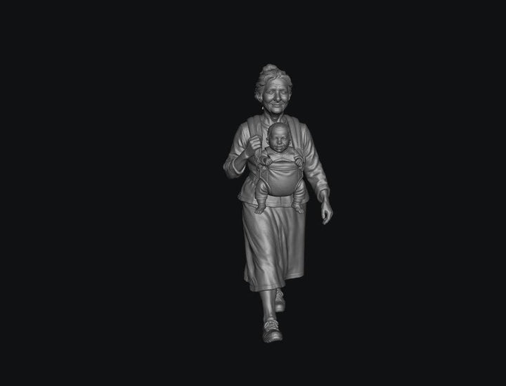 SMF8300 Grandma Carrying Baby in Harness 2