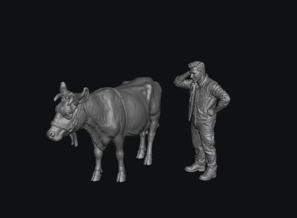 SMF8308 Modern Male Farmer and Dairy Cow