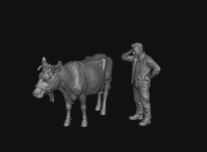 SMF8308 Modern Male Farmer and Dairy Cow