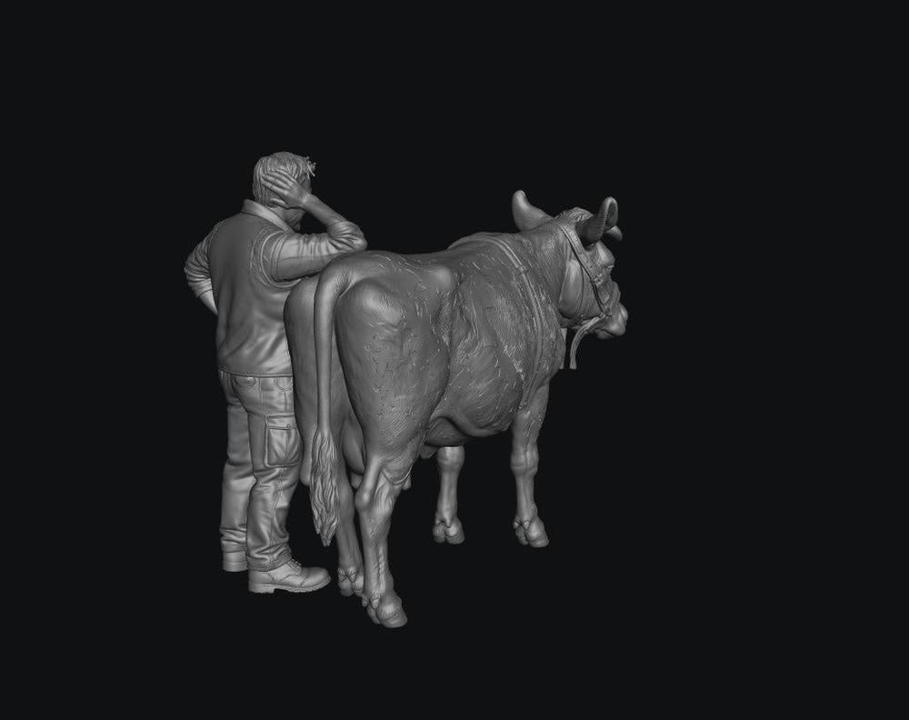 SMF8308 Modern Male Farmer and Dairy Cow