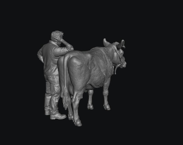 SMF8308 Modern Male Farmer and Dairy Cow
