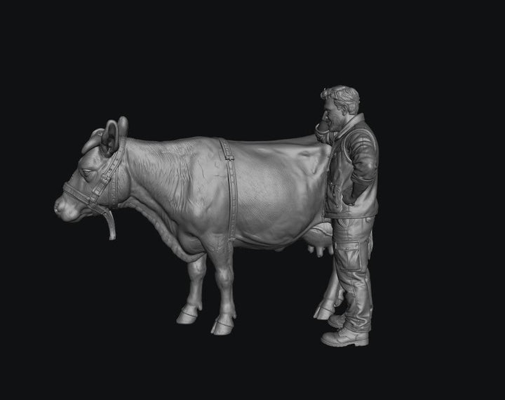 SMF8308 Modern Male Farmer and Dairy Cow