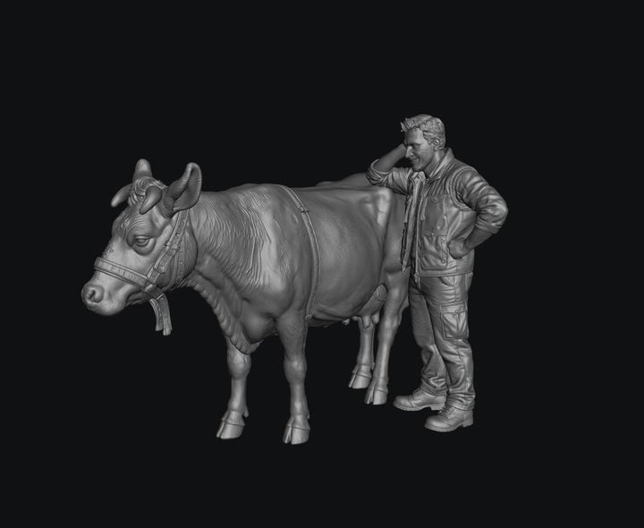 SMF8308 Modern Male Farmer and Dairy Cow