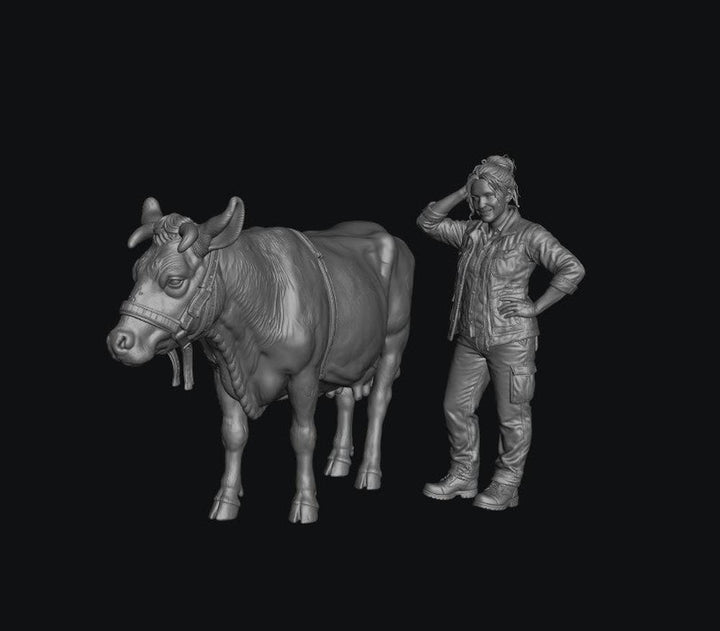 SMF8309 Modern Female Farmer and Dairy Cow