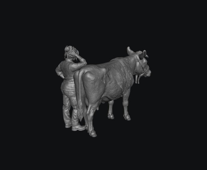 SMF8309 Modern Female Farmer and Dairy Cow