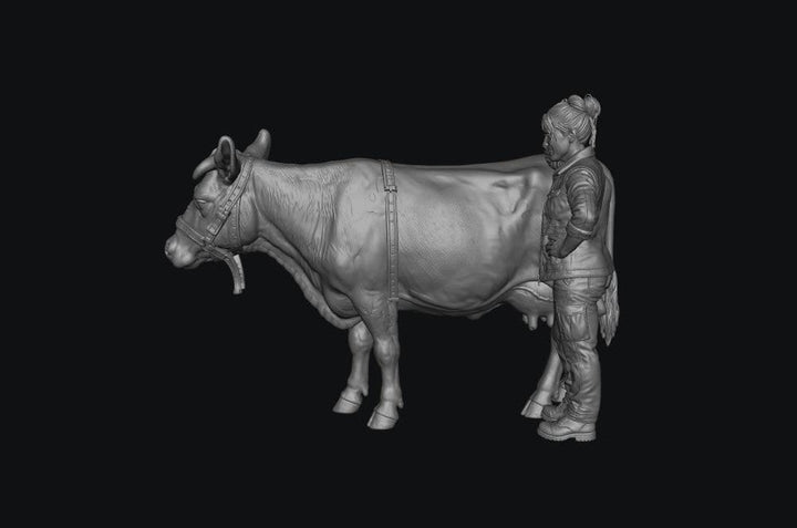 SMF8309 Modern Female Farmer and Dairy Cow