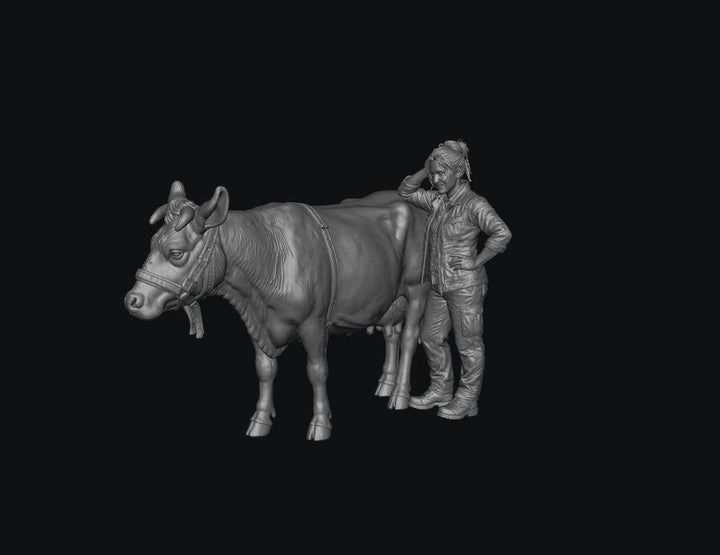 SMF8309 Modern Female Farmer and Dairy Cow