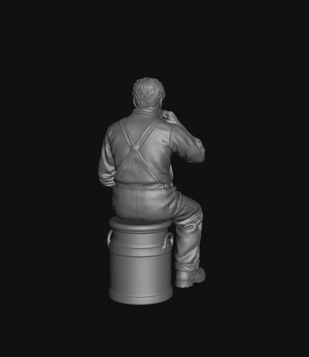 SMF8333 Male Farmer Sitting on Milk Churns Drinking Tea 2