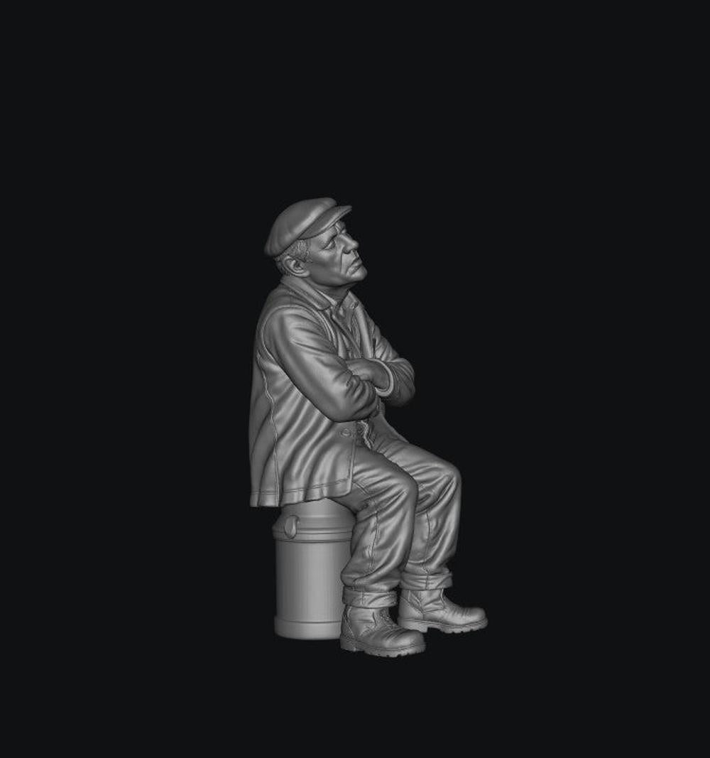SMF8333 Male Farmer Sitting on Milk Churns Sleeping 5
