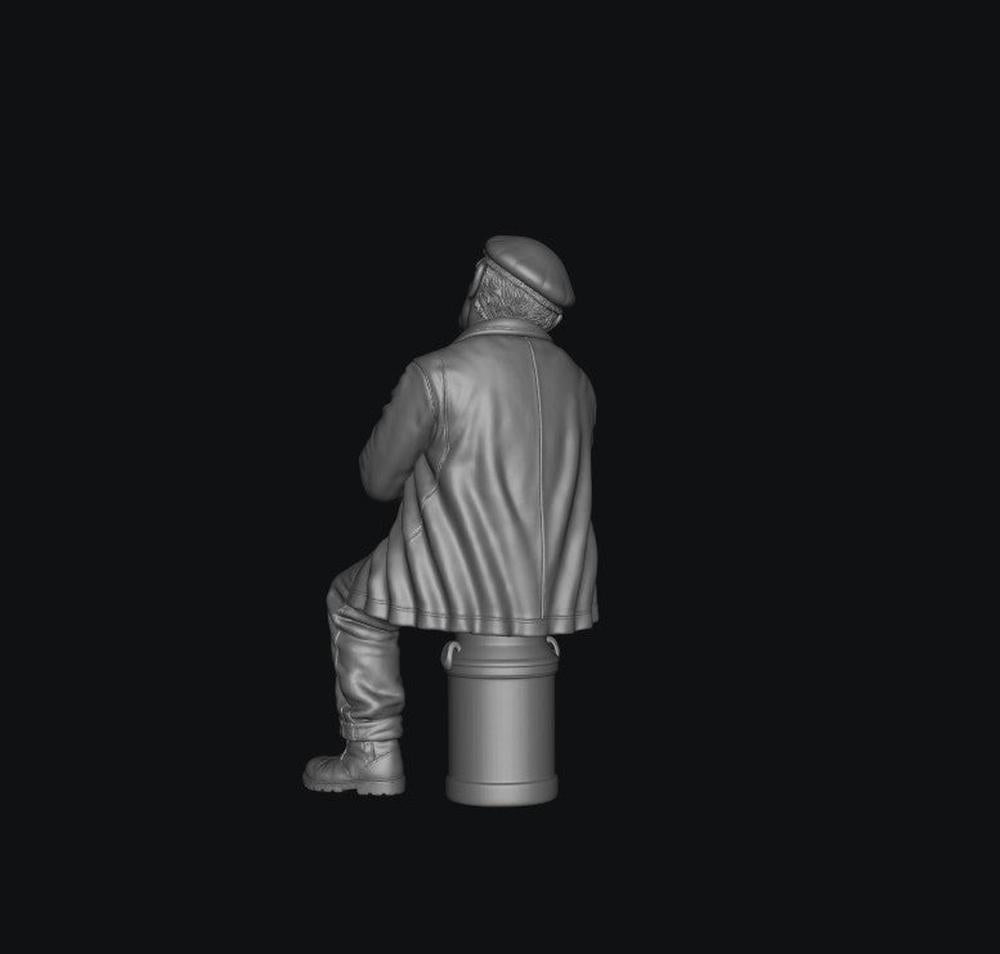 SMF8333 Male Farmer Sitting on Milk Churns Sleeping 5