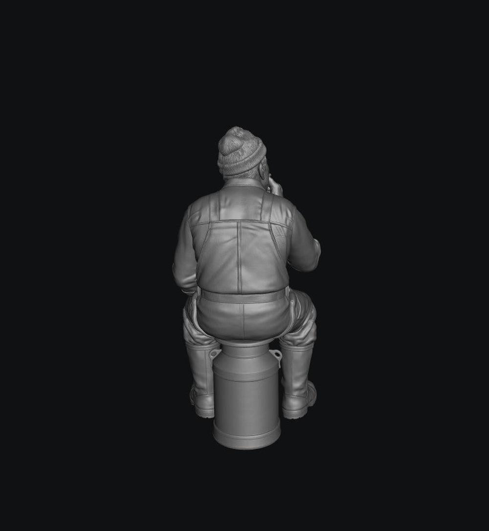 SMF8333 Male Farmer Sitting on Milk Churns Smoking 1