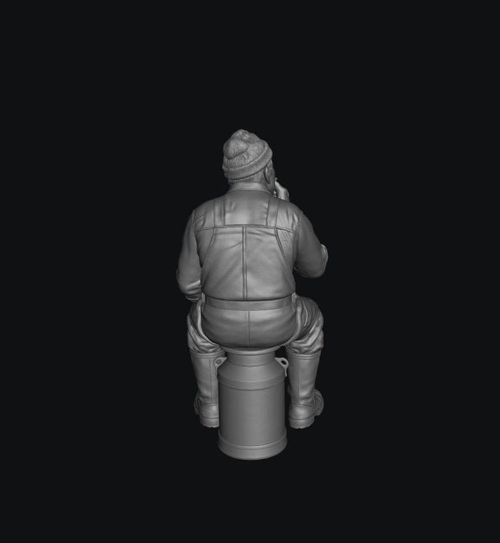 SMF8333 Male Farmer Sitting on Milk Churns Smoking 1