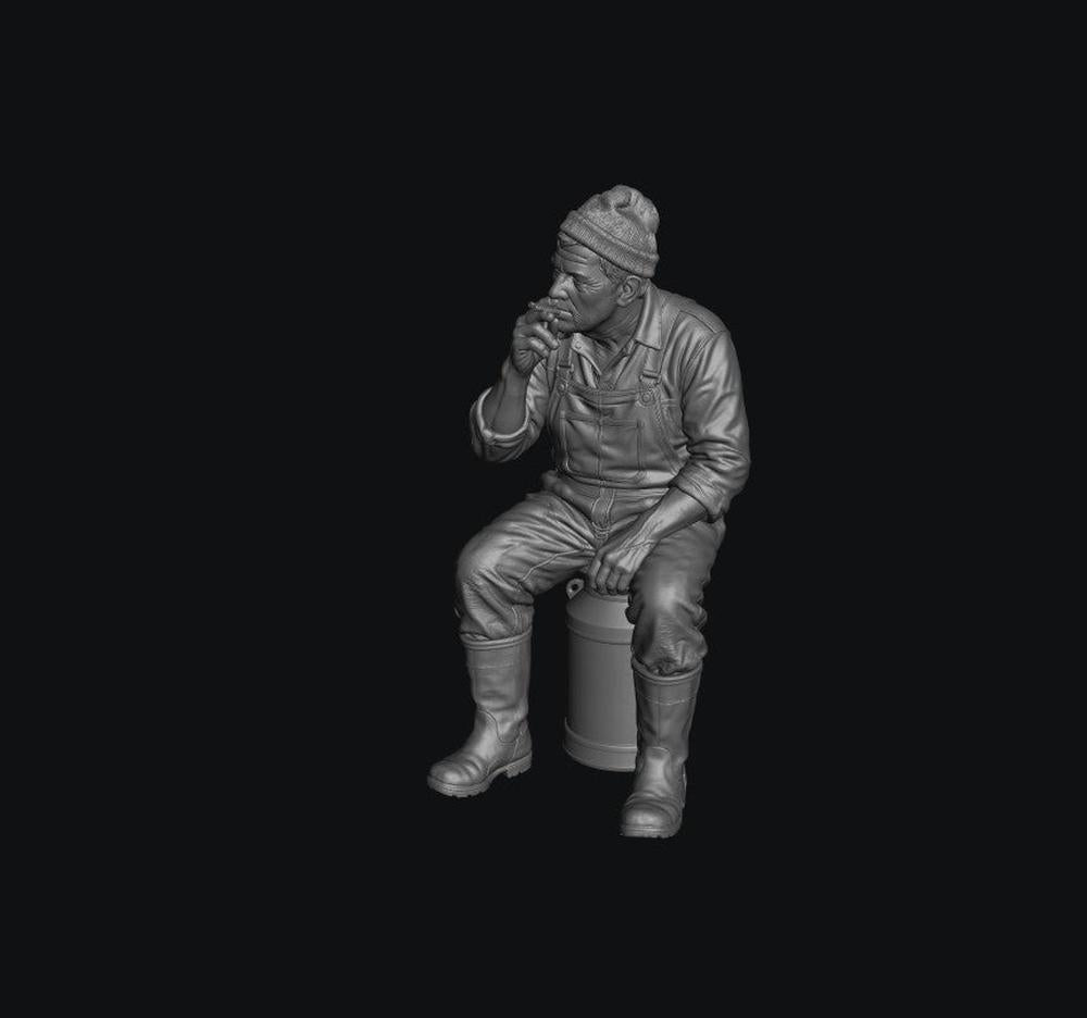 SMF8333 Male Farmer Sitting on Milk Churns Smoking 1