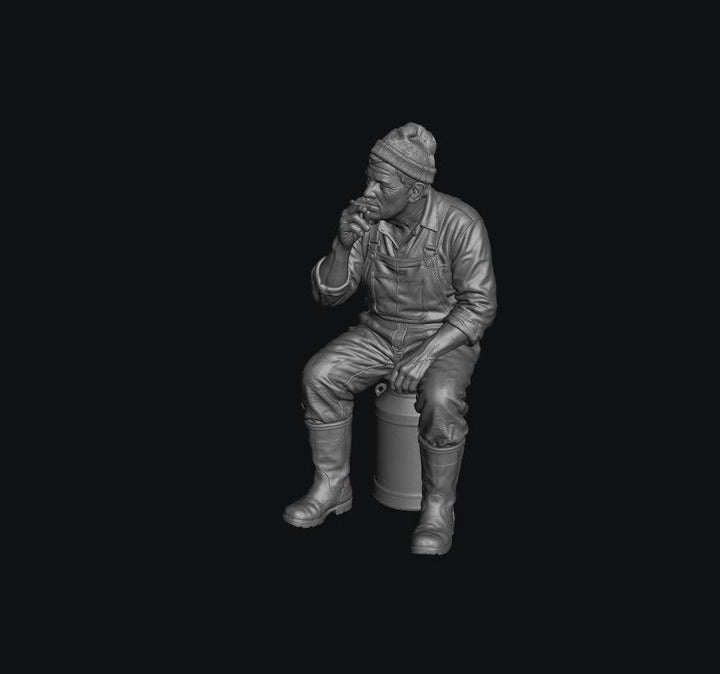 SMF8333 Male Farmer Sitting on Milk Churns Smoking 1