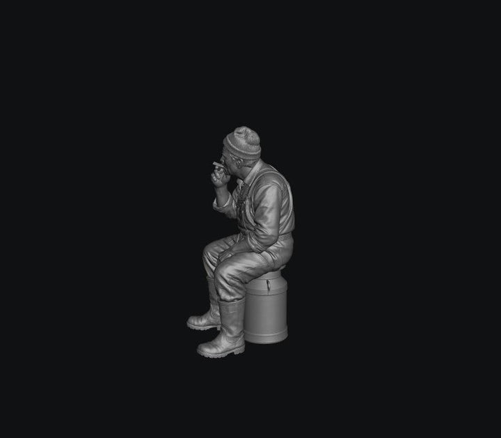 SMF8333 Male Farmer Sitting on Milk Churns Smoking 1