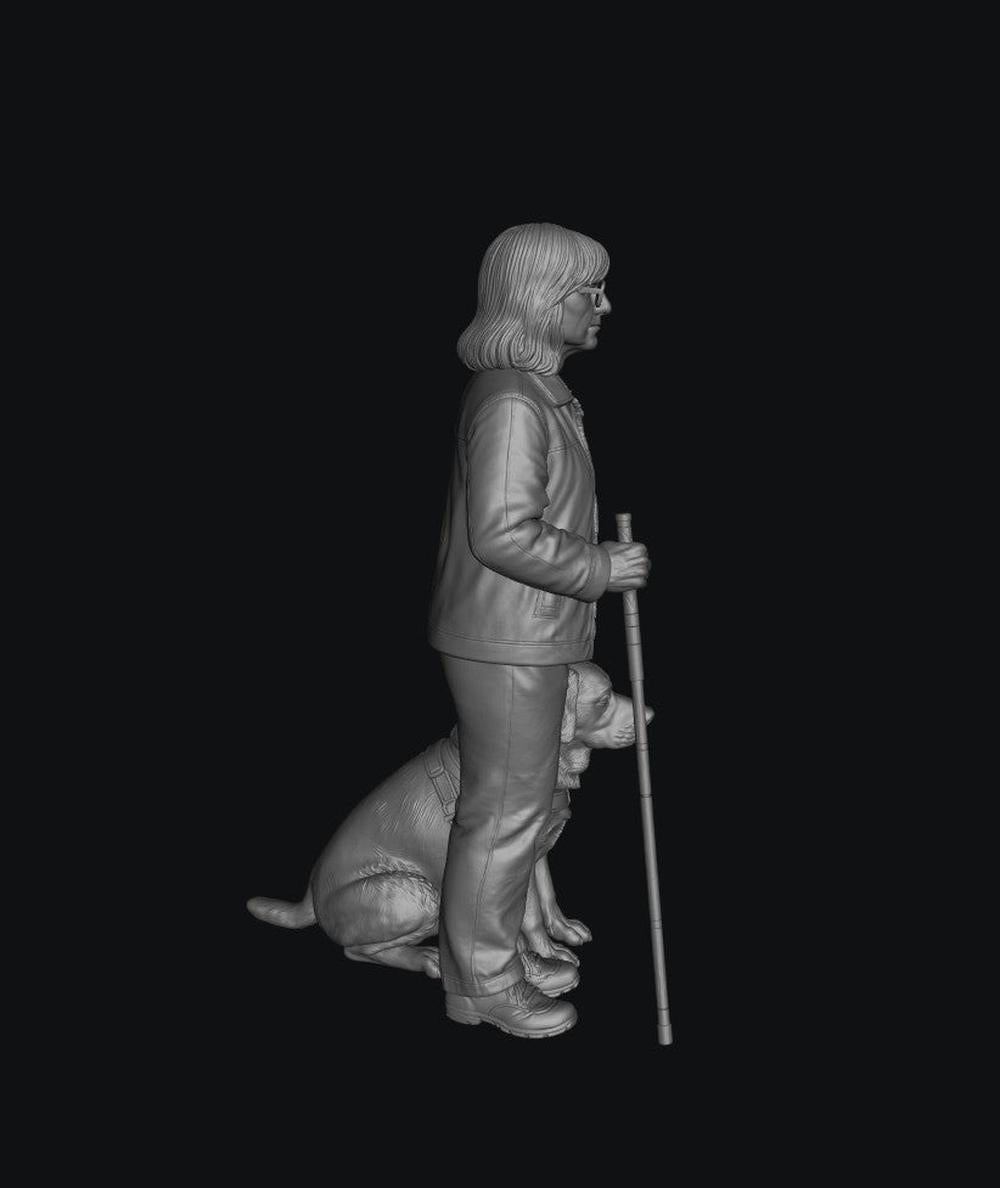 SMF9355 Blind Women and Guide Dog