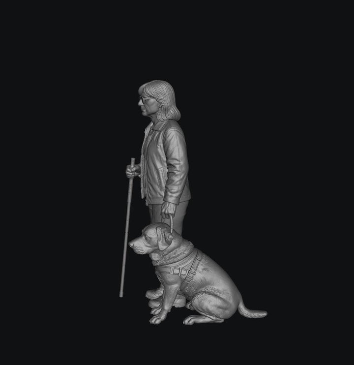 SMF9355 Blind Women and Guide Dog