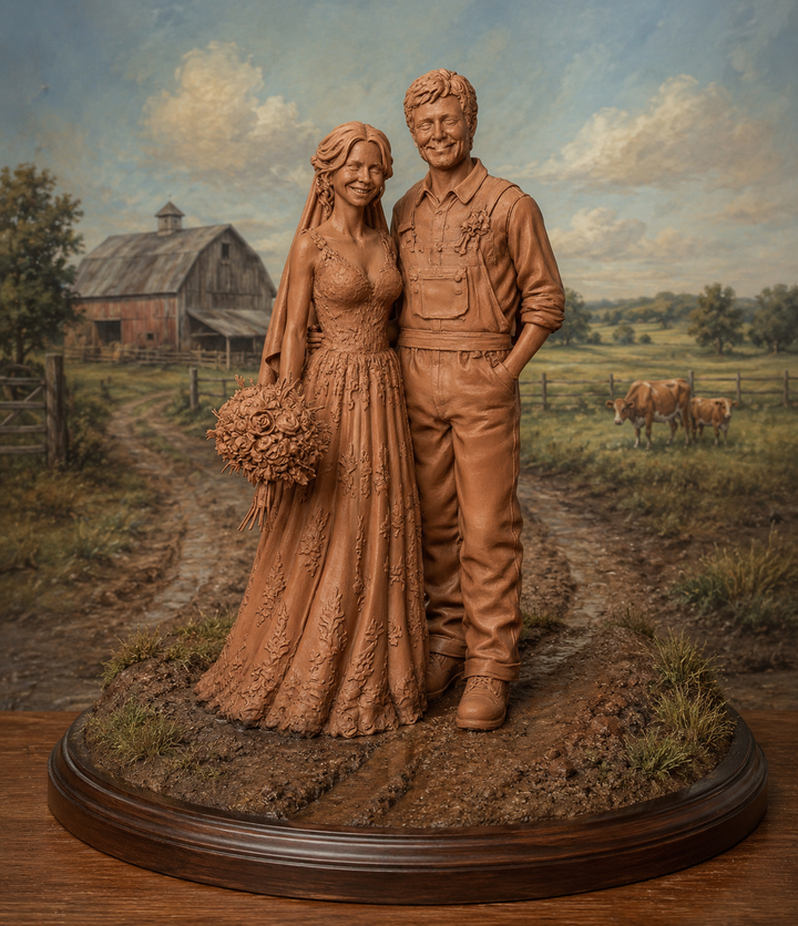 Painted-5111 Wedding Bride and Farmer