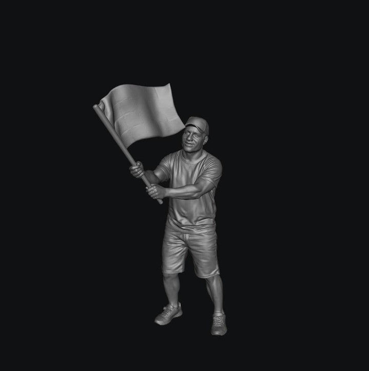 WOSC001 - Race Day Spectator - Male Waving Medium Flag