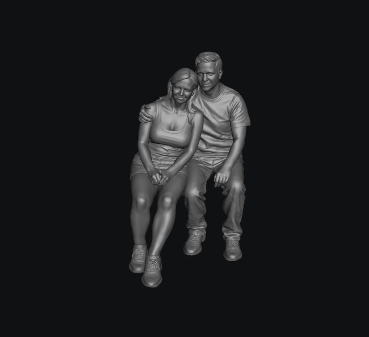 Painted-007 - Race Day Spectator - Casual couple seated together