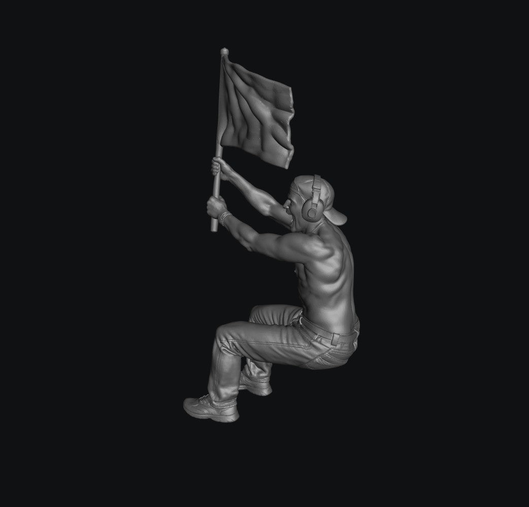 Painted-008 - Race Day Spectator - Flag Bearer in Motion