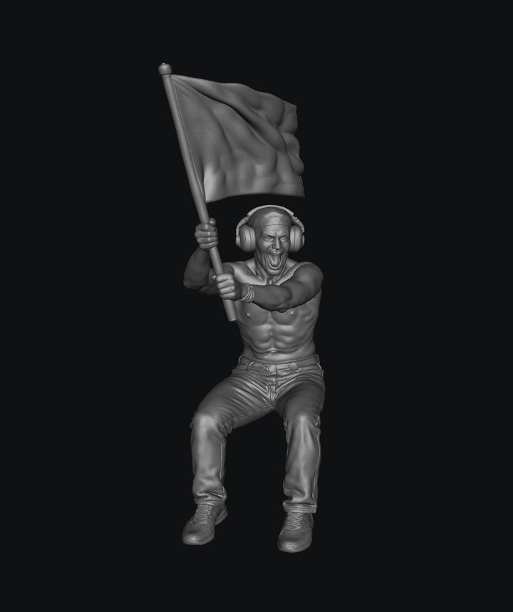 Painted-008 - Race Day Spectator - Flag Bearer in Motion