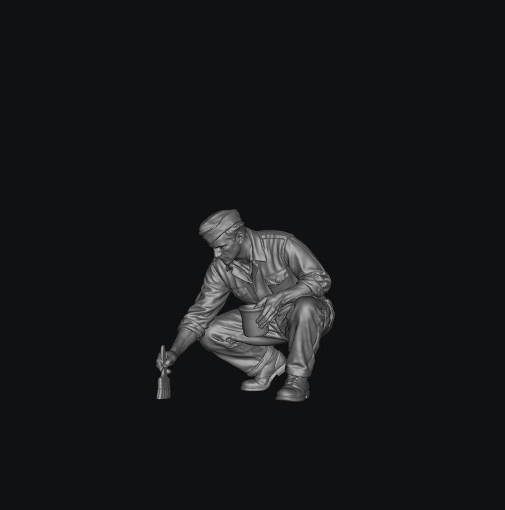 SW8244 WW2 Allied Air Force Ground Crew Kneeling Painting