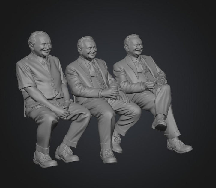 SW9284 3 Male Station Staff Sitting on a break