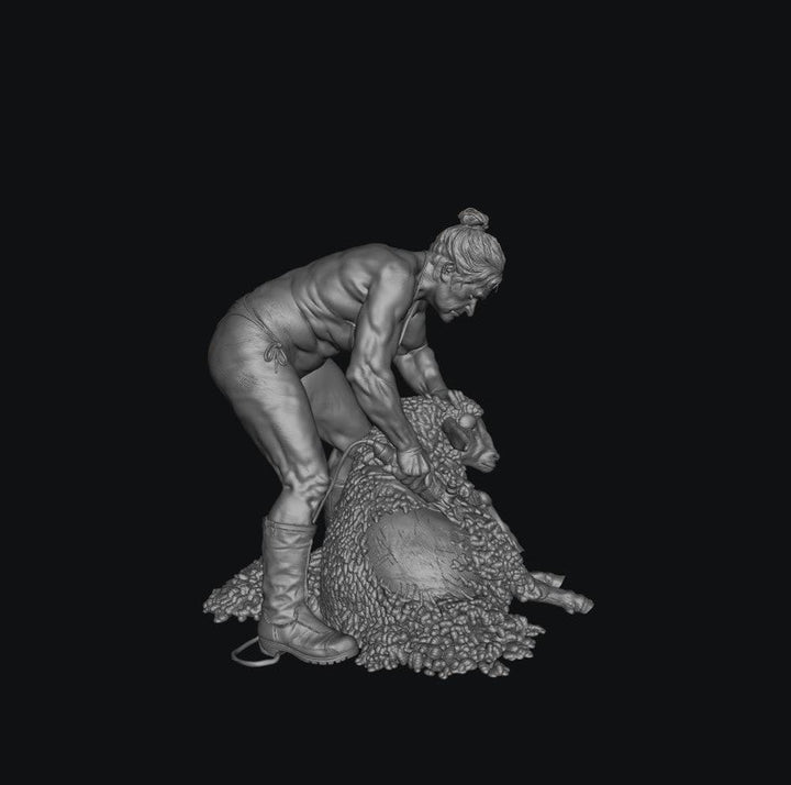 SW9504 Female Farmer wearing Bikini Sheering Sheep