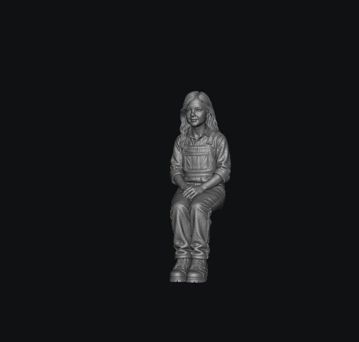 Painted-9554 1:32 Scale Young Girl Sitting on Tractor Passenger Seat