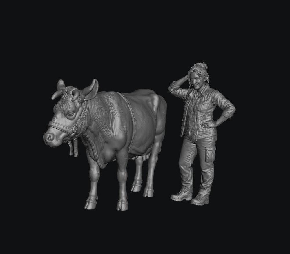 SW8309 Modern Female Farmer and Dairy Cow