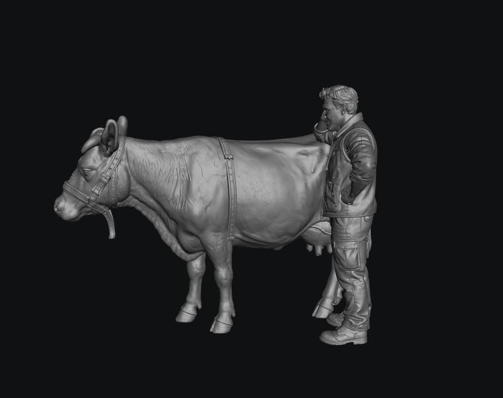 SW8308 Modern Male Farmer and Dairy Cow