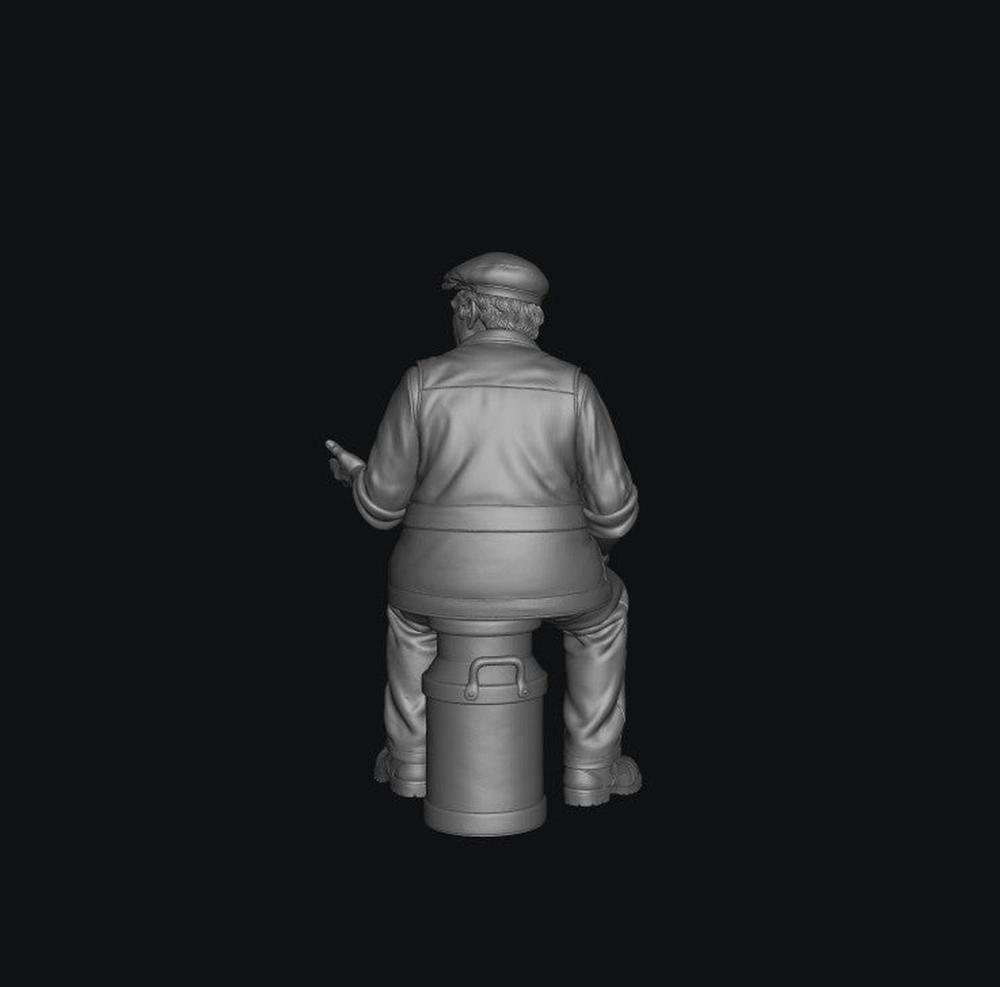 SW8333 Male Farmer Sitting on Milk Churns Chatting 3