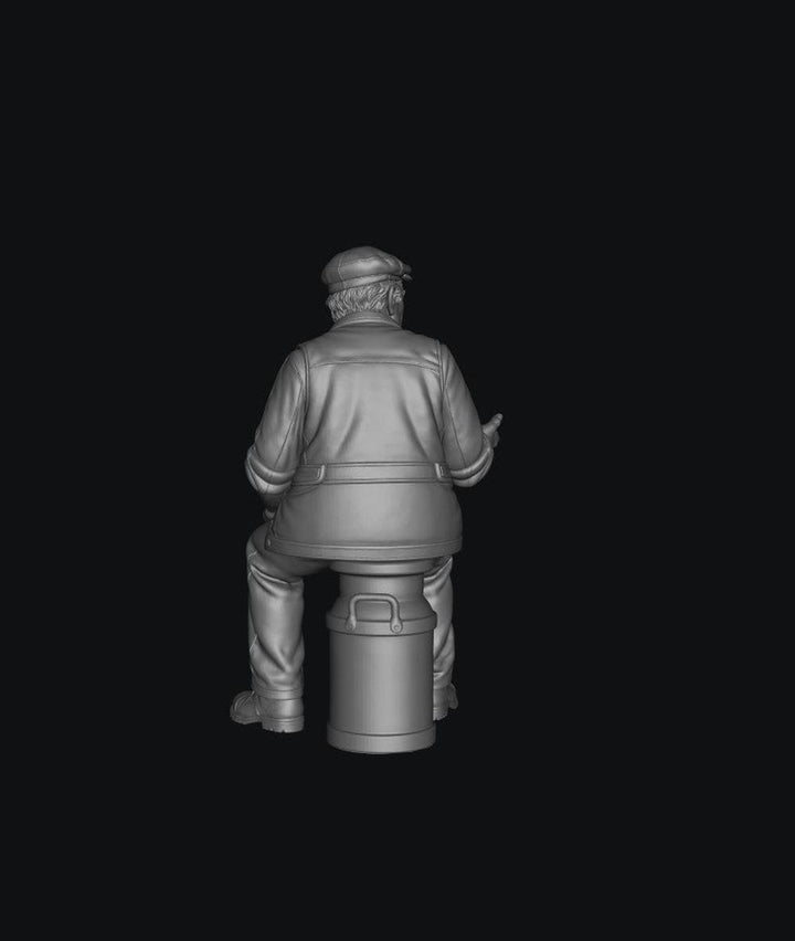 SW8333 Male Farmer Sitting on Milk Churns Chatting 4