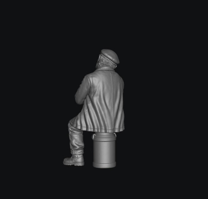 SW8333 Male Farmer Sitting on Milk Churns Sleeping 5