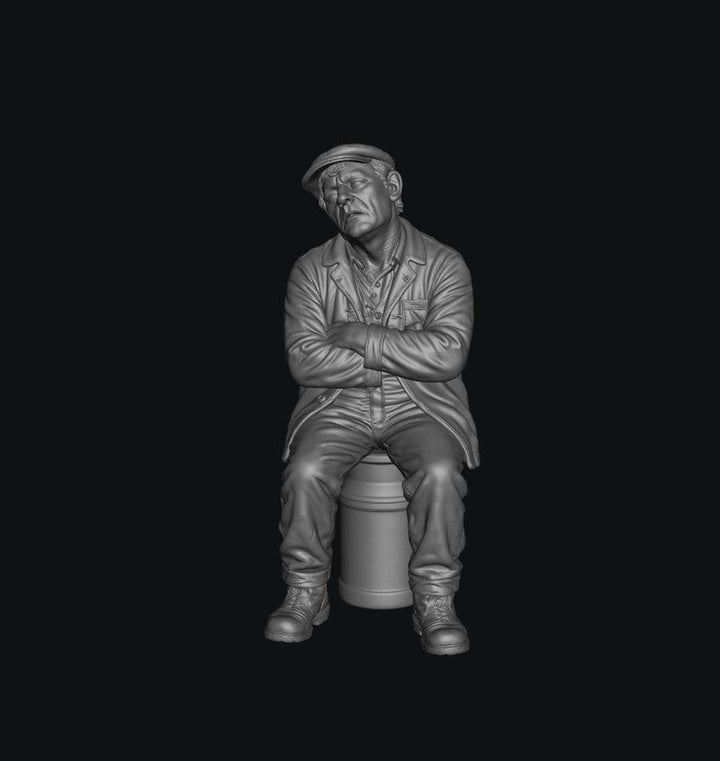 SW8333 Male Farmer Sitting on Milk Churns Sleeping 5