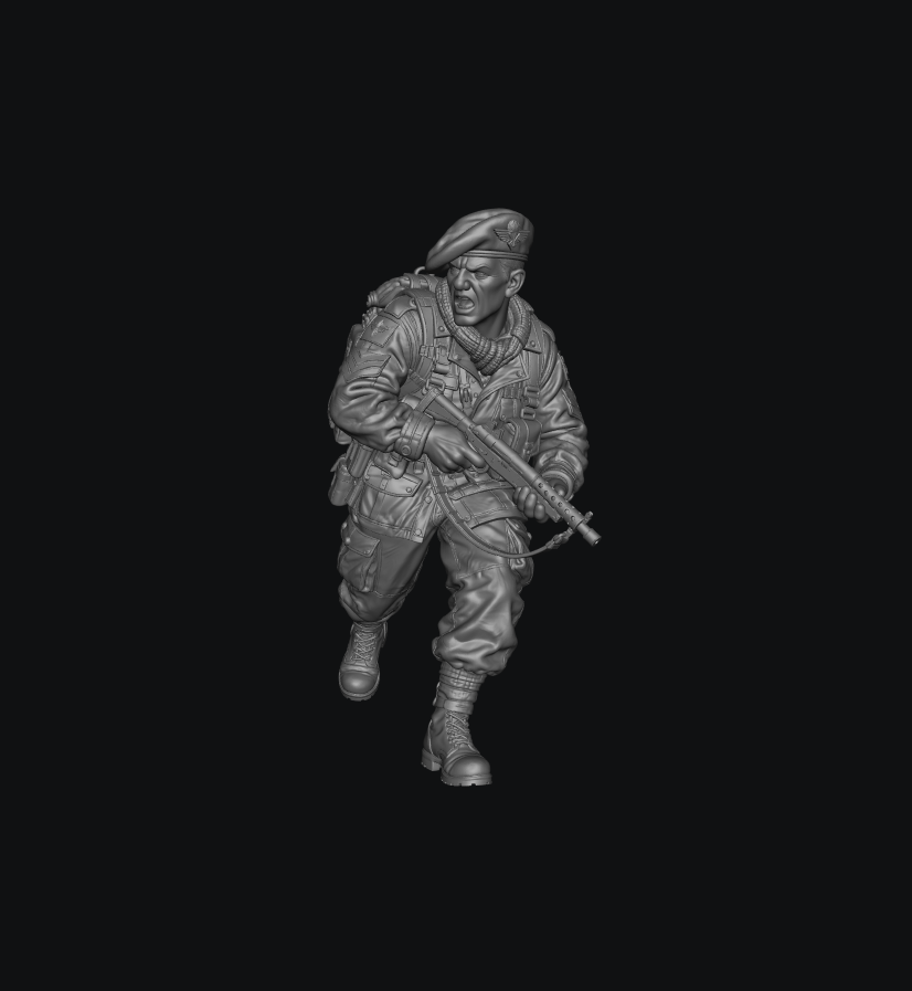 WB-UKP-002 NCO Advancing Shouting Orders with Sten Gun 2 HD