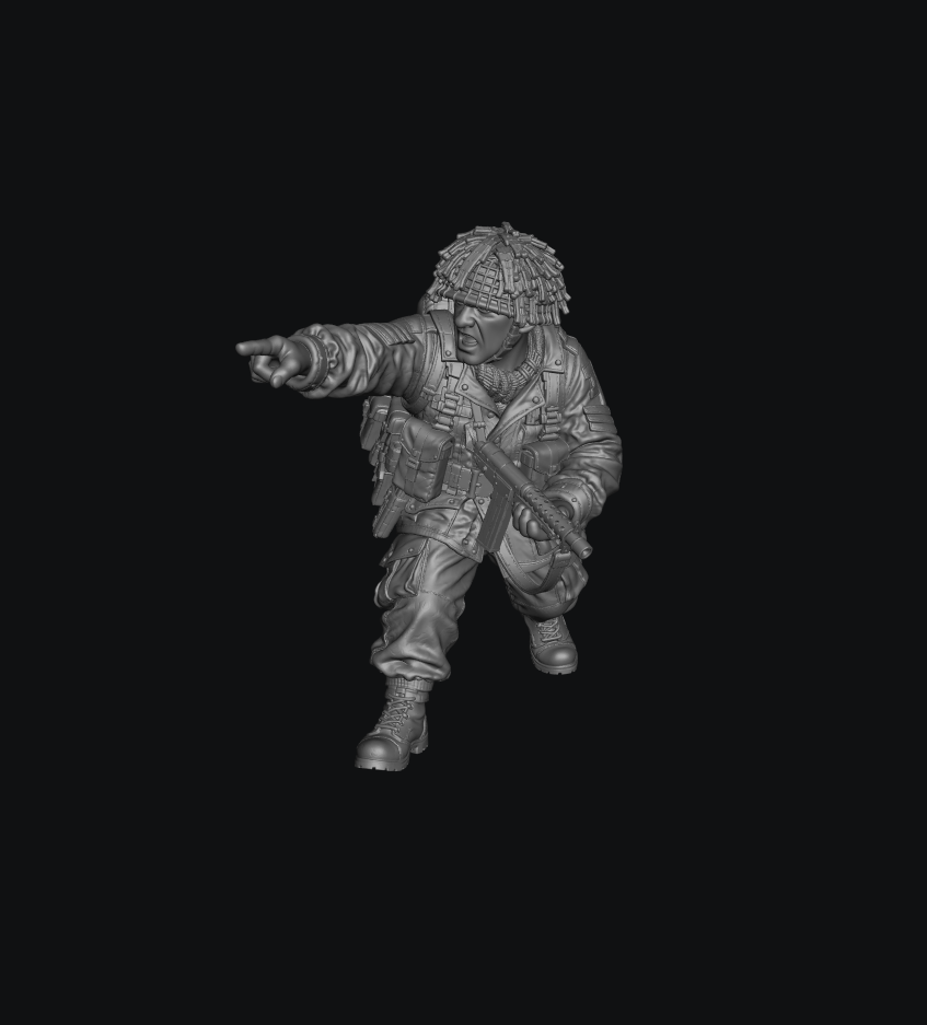 WB-UKP-002 NCO Advancing Shouting Orders with Sten Gun 1 Heroic