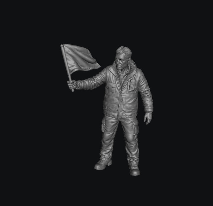 Painted-012 - Trackside Rally Crew - The Veteran Flag Marshal (Male)
