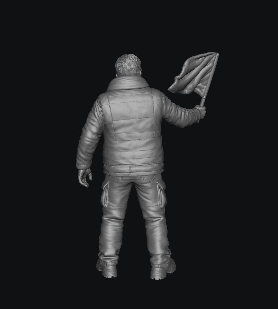 Painted-012 - Trackside Rally Crew - The Veteran Flag Marshal (Male)