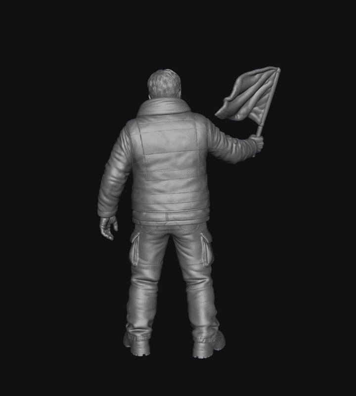 Painted-012 - Trackside Rally Crew - The Veteran Flag Marshal (Male)