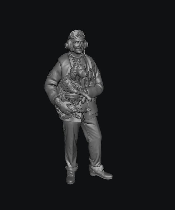 SMF1154 WW2 RAF Sergeant Aircrew Holding Dog A