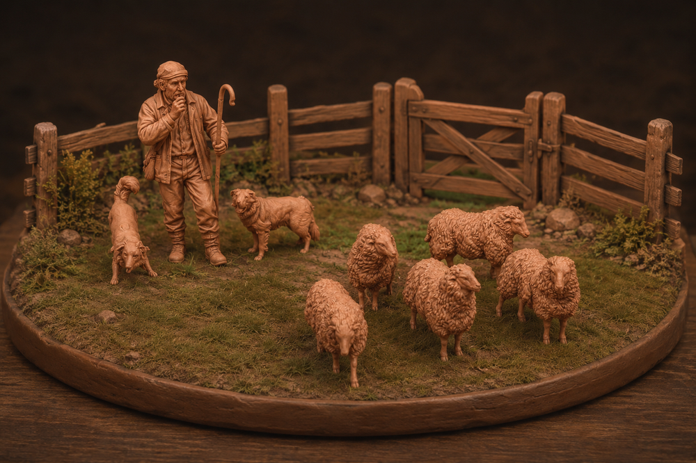 SW9337 Shepherd and Sheep
