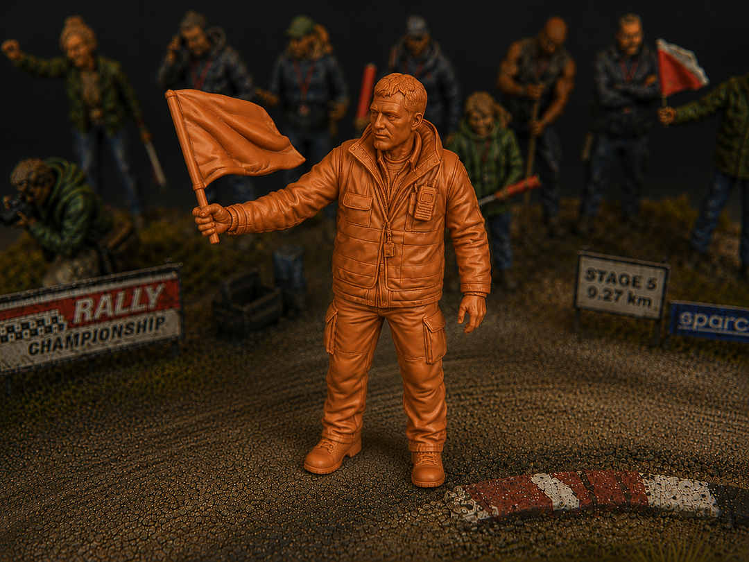Painted-012 - Trackside Rally Crew - The Veteran Flag Marshal (Male)