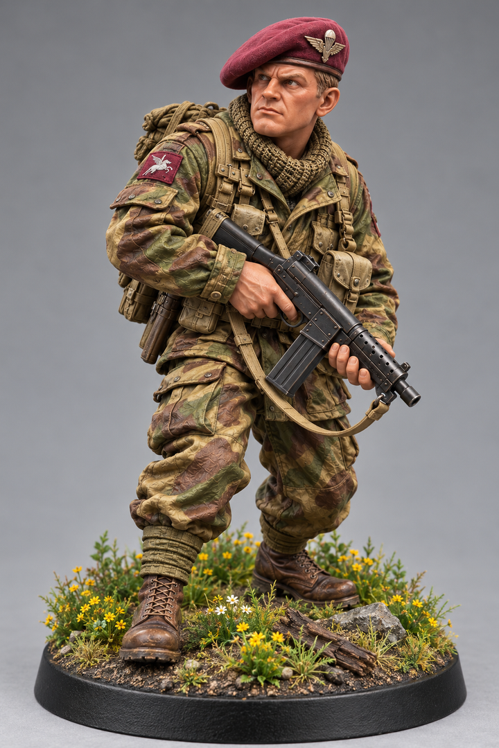 WB-UKP-001 British Paratrooper Officer Standing 2 Heroic