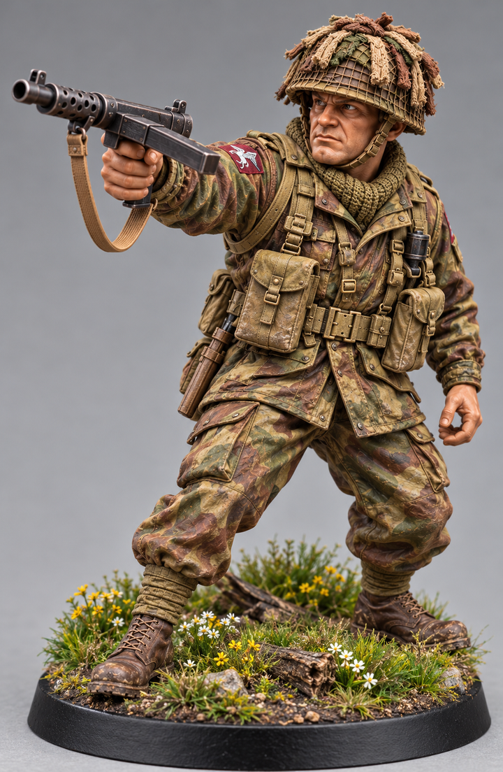 WB-UKP-001 British Paratrooper Officer Standing 1 Heroic