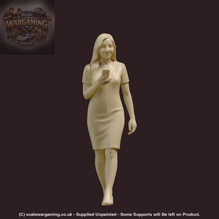 MM4182 Female with Mobile Phone Walking Figure